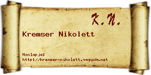 Kremser Nikolett névjegykártya